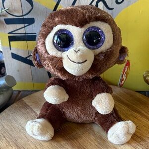 Ty Beanie Boo Coconut Monkey 🐵 🥥 Glittery Purple a eyes 👀 NWT